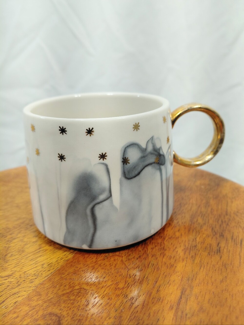 Anthropologie Grey Night Sky Grey Watercolor Mug